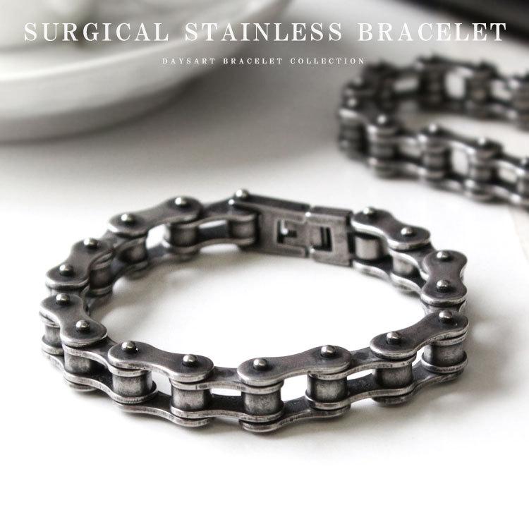 ブレスレット メンズ サージカルステンレス バイクチェーン 自転車