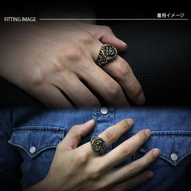 指輪 メンズ ブラスリング 真鍮製 スカルチーフ 19 21 23号 : 革財布