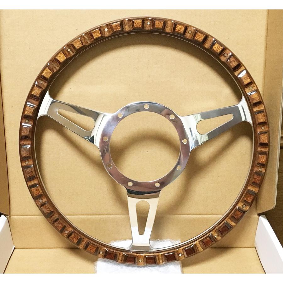 カスタム アルミ ビレット クラッシックウッド ステアリング ハンドル