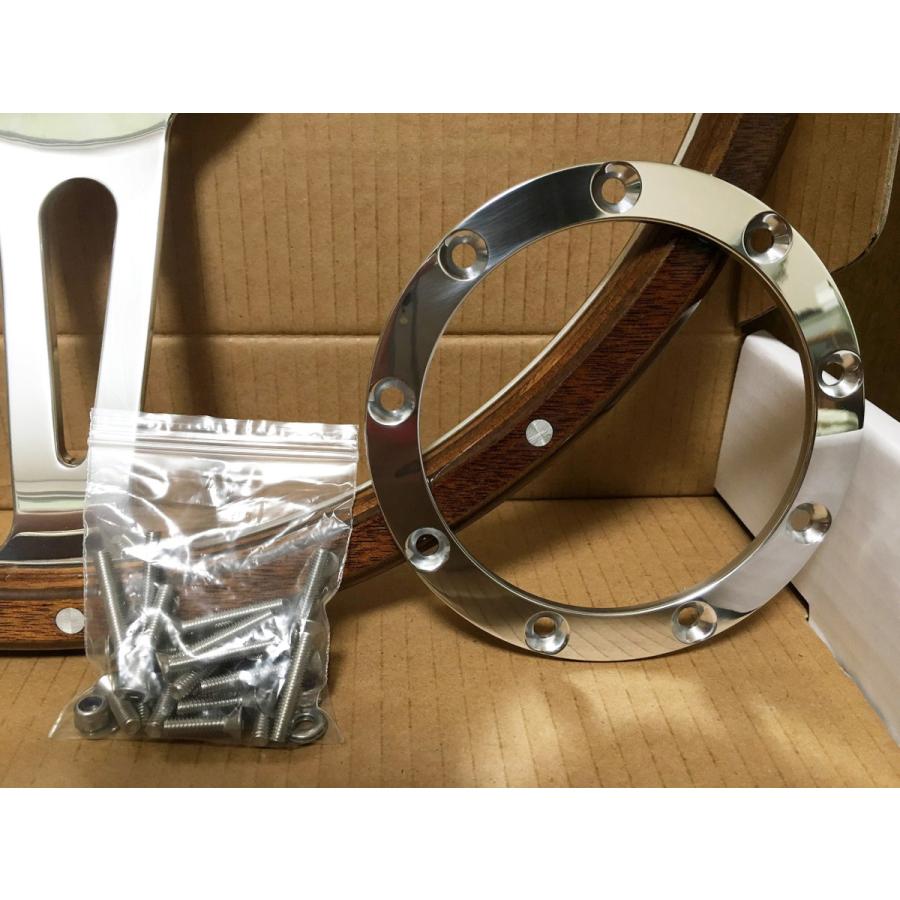 カスタム アルミ ビレット クラッシックウッド ステアリング ハンドル