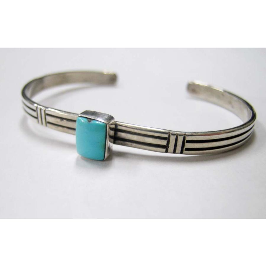 インディアンジュエリー ターコイズ バングル シルバー925 細め