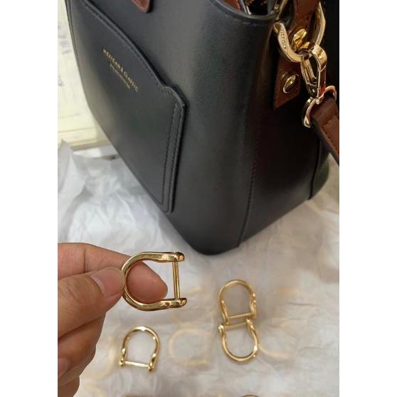 取り外ができるネジ式 Dカン Mサイズ アンティーク レザー 接続 金具