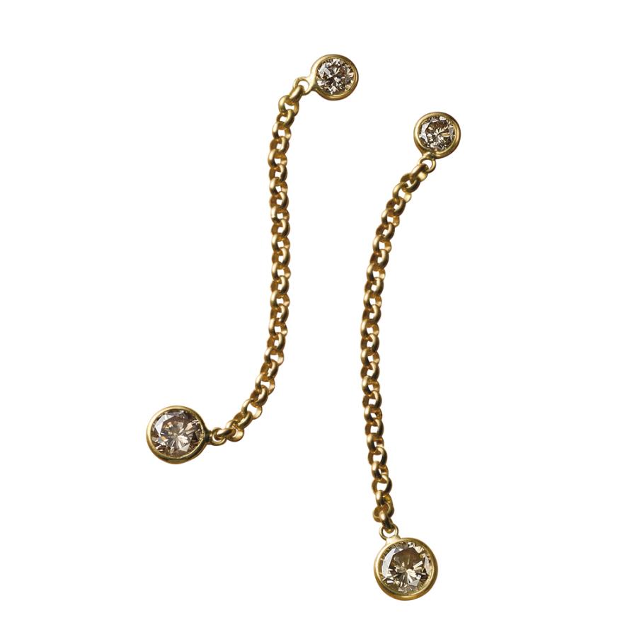 dinos（ディノス） K18 0.6ctブラウンダイヤ スイングピアス