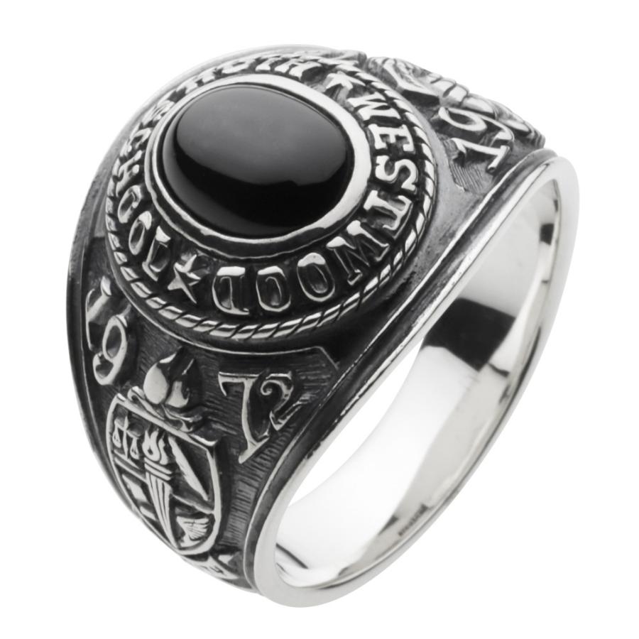 ブラックスター シルバーリング 指輪 メンズ カレッジリング 黒 石