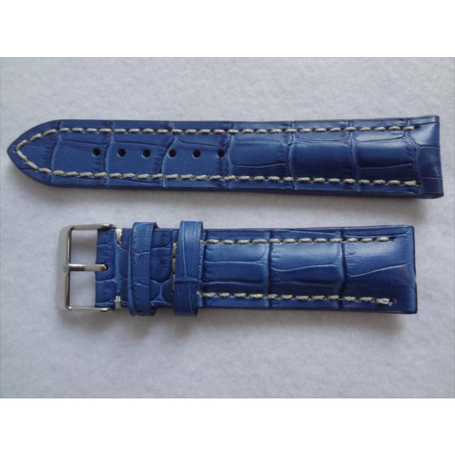 BREITLING ブライトリング 用 バンド 20mm 腕時計レザーベルト 青/白