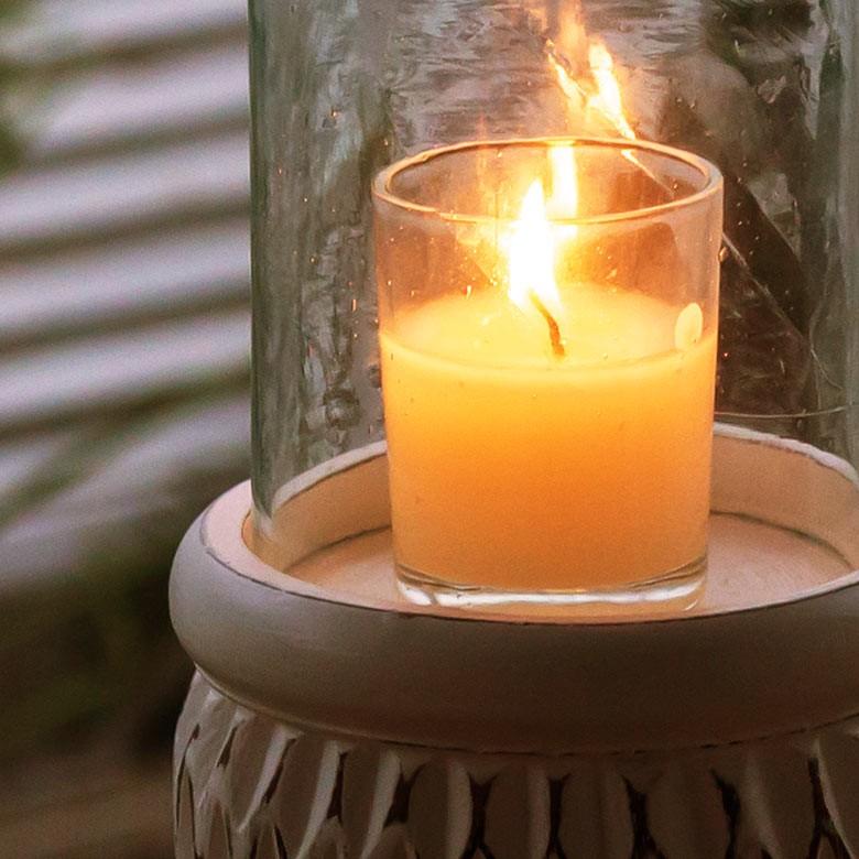ELEMENTS キャンドルホルダー ガラス ウッド 筒形 木 ろうそく立て