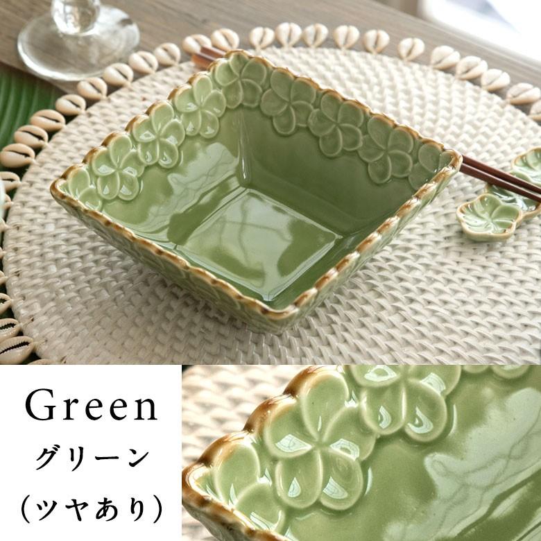 深皿 角皿 陶器 正方形 約14.5cm角 ボウル 食器 和食器 プルメリア