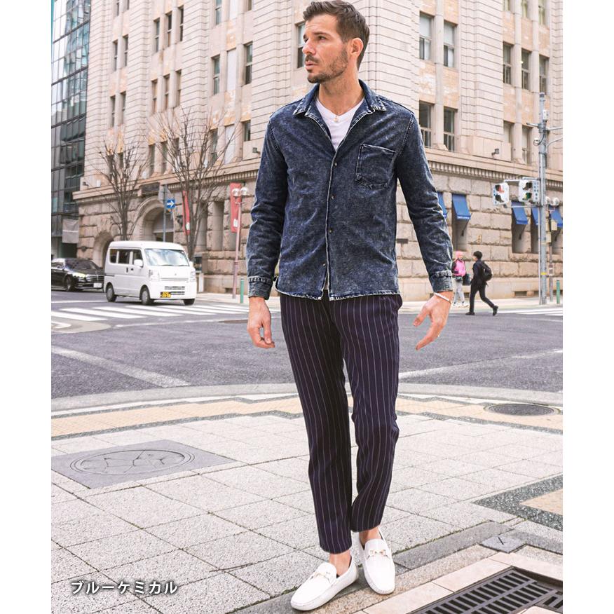 joker（ジョーカー） デニムシャツ メンズ 長袖 オープンカラーシャツ