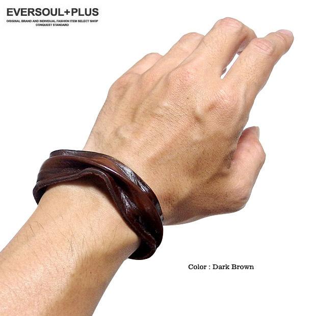 バングル ブレスレット メンズ レザー 革 アクセサリー ヒネリ加工