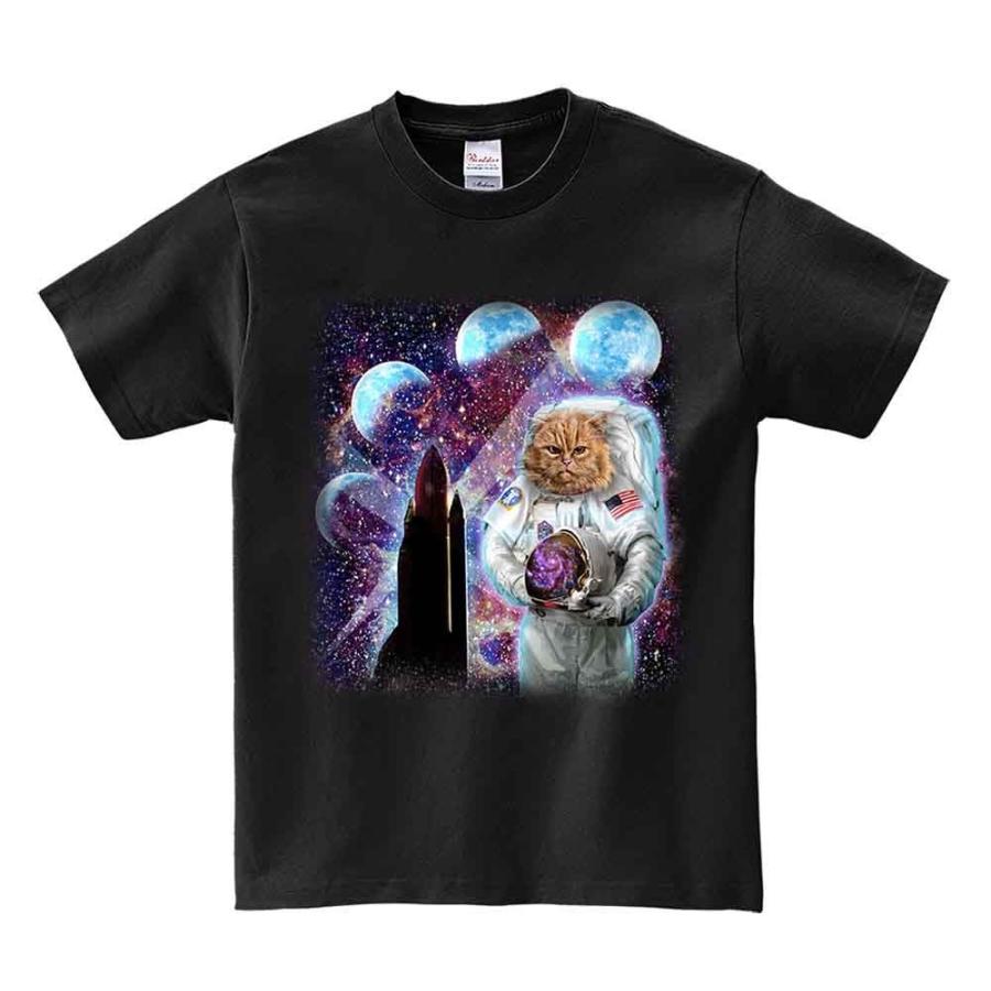 ネコ宇宙飛行士と宇宙探検】メンズ 半袖 Tシャツ ブラック : FOX