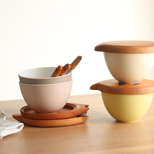 Fluffy ウッドプレート付きボウル＆スプーン＆フォークセット(食器