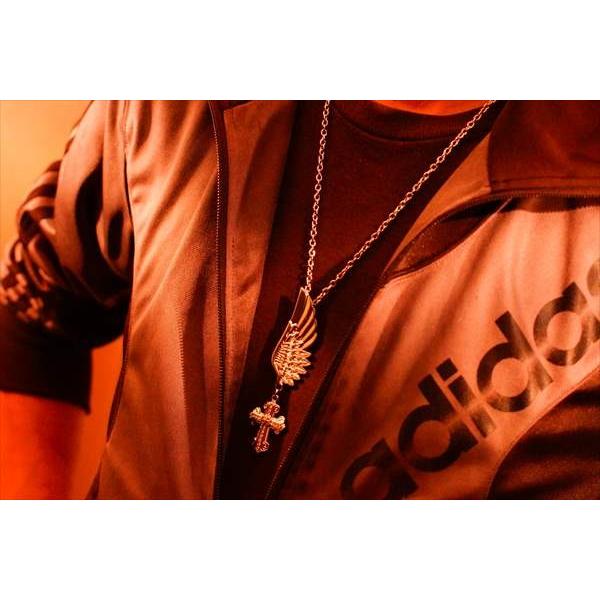 フェザー 羽 クロス 十字架 2way ラペルピン ピンブローチ クリア