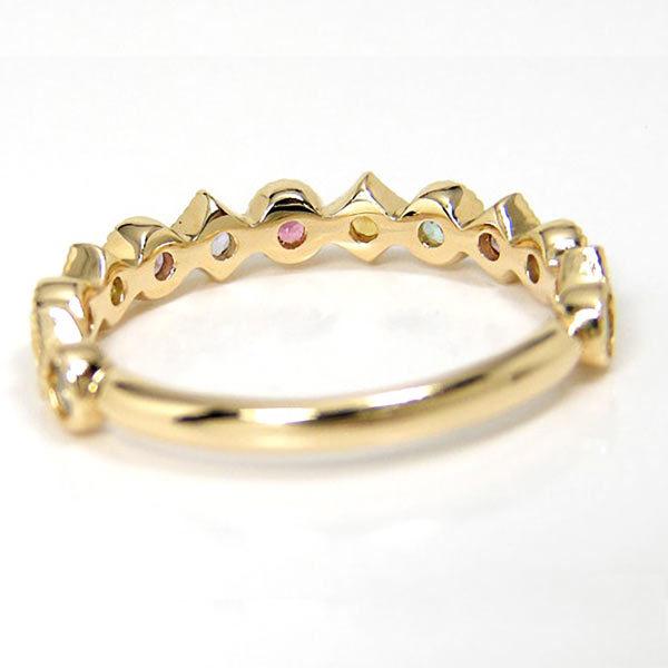 マルチストーン ハーフ エタニティ リング シャーベットカラー K10YG