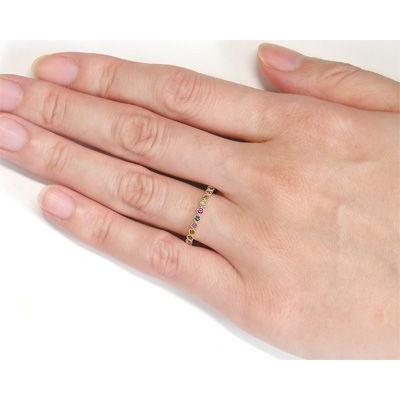 マルチストーン ハーフエタニティ リング ミル打ち 18k K10/K18YG