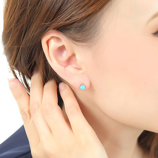 ターコイズ ピアス K18YG 18k 18金 イエロー ゴールド 5mm トルコ石