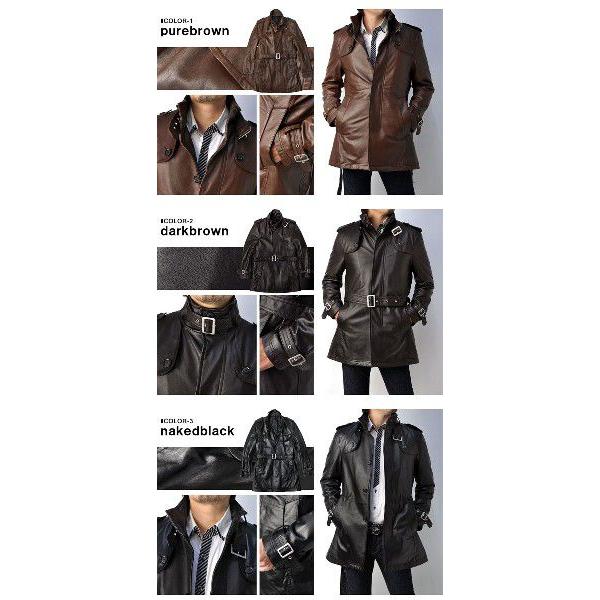 FLAG ON CREW コート 本革 レザーコート 高級羊革 ラムレザー メンズ