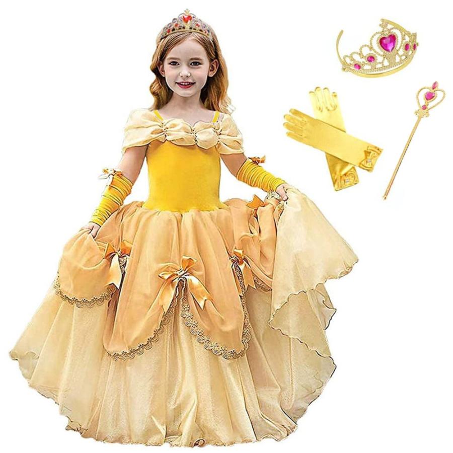 ベル ドレス 子供 コスプレ 衣装 美女と野獣 豪華5点 セット