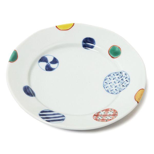 有田焼 取り皿 染錦地紋丸紋段付5.5寸丸皿 【福珠窯（有田焼窯元