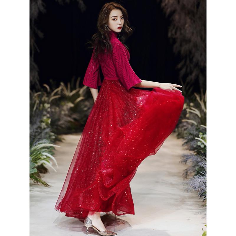 ロングドレス ピアノ 発表会 ドレス 大人 ハイネック パーティードレス