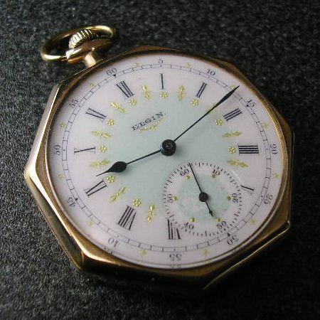 ELGIN ファンシーダイヤル 手巻きアンティーク懐中時計 : 古時計の館