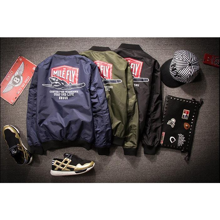MA-1 フライトジャケット（中綿あり） ワッペン付き バックプリント