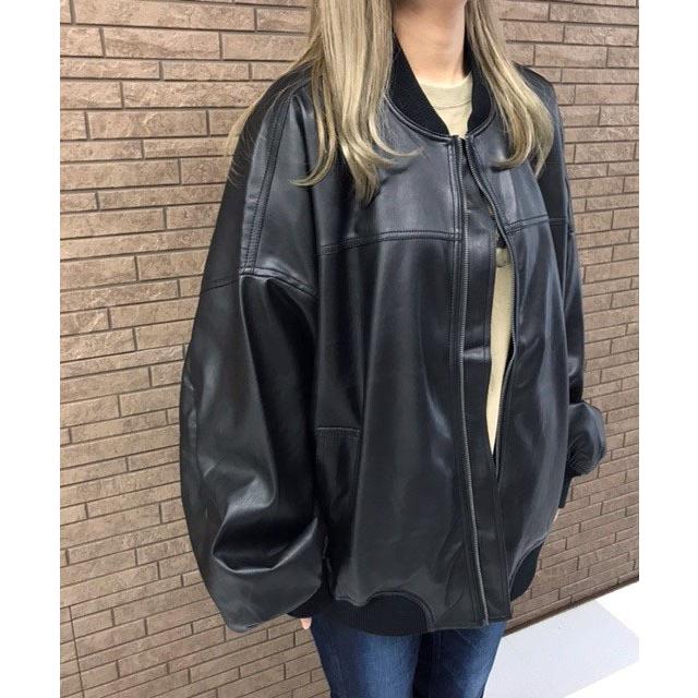 SUGGESTION SUGGESTION PU レザー バルーン シルエット ボマー