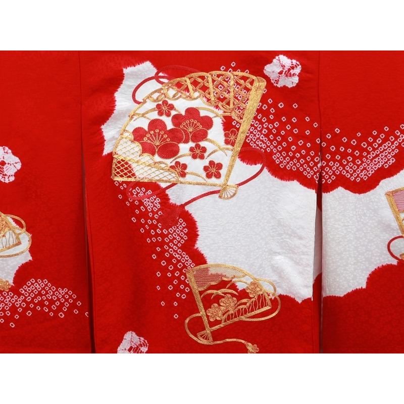 お宮参り 金駒刺繍入り 絞り 正絹 着物 長襦袢 セット 女児 女の子