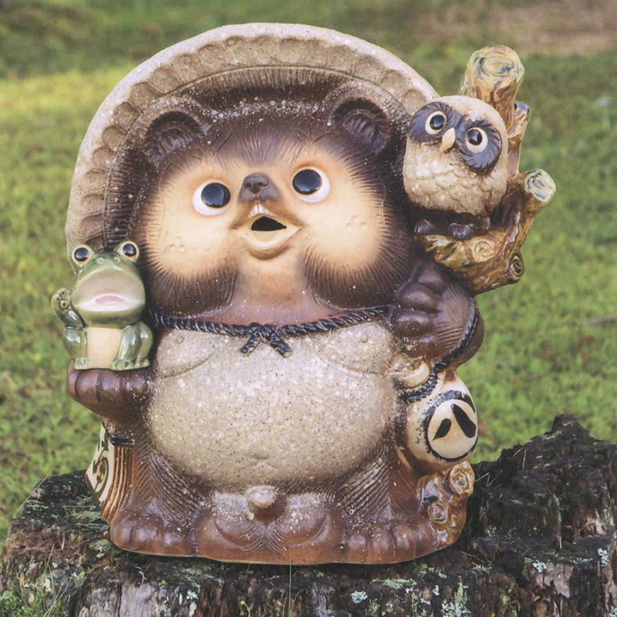 信楽焼 たぬき 狸 置き物 インテリア オブジェ 家具 陶器製 商売繁盛