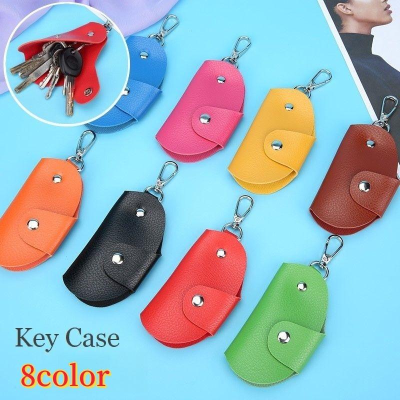 キーケース キーホルダー 二つ折り スナップボタン カラビナ付き