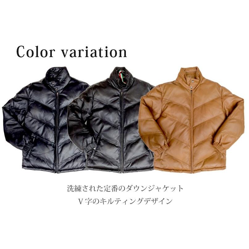 レザーダウンジャケット 革ジャン ダウンジャケット メンズ 本革 ラム