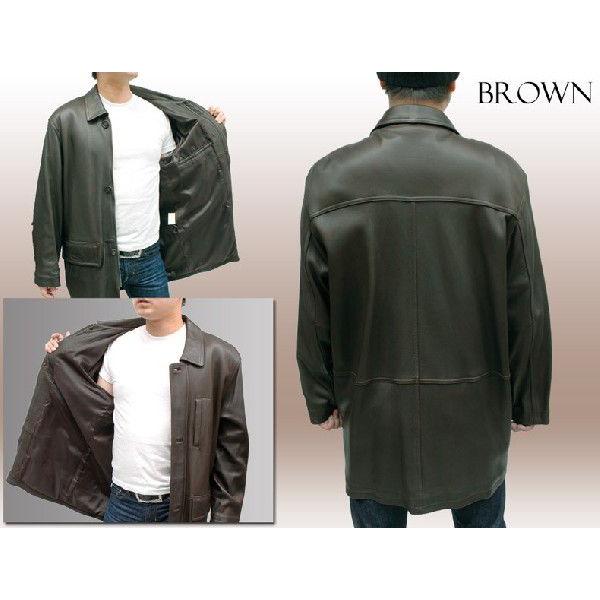 ハーフコート レザーコート メンズ ステンカラー ディアスキン