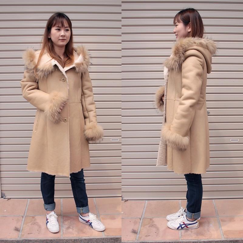 ムートンコート レディース 本革 ラム ダブルフェイス ロングコート