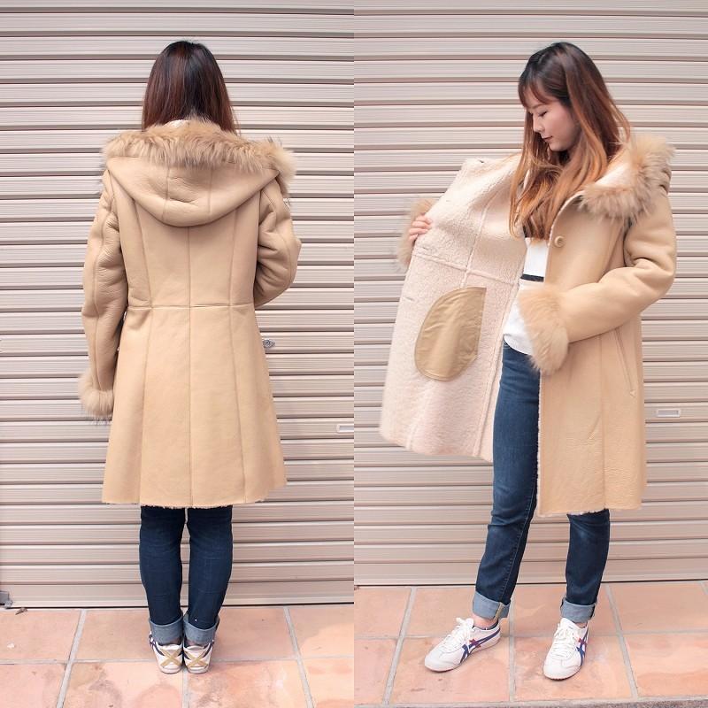 ムートンコート レディース 本革 ラム ダブルフェイス ロングコート