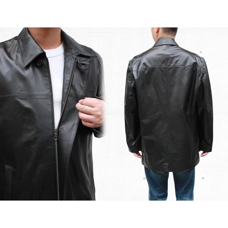 レザーコート メンズ 大きいサイズ ハーフコート 革コート ラム革