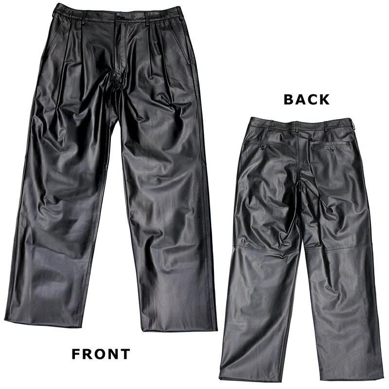 レザーパンツ 革パンツ 本革 M~5L 大きいサイズ メンズ : 本革 レザー