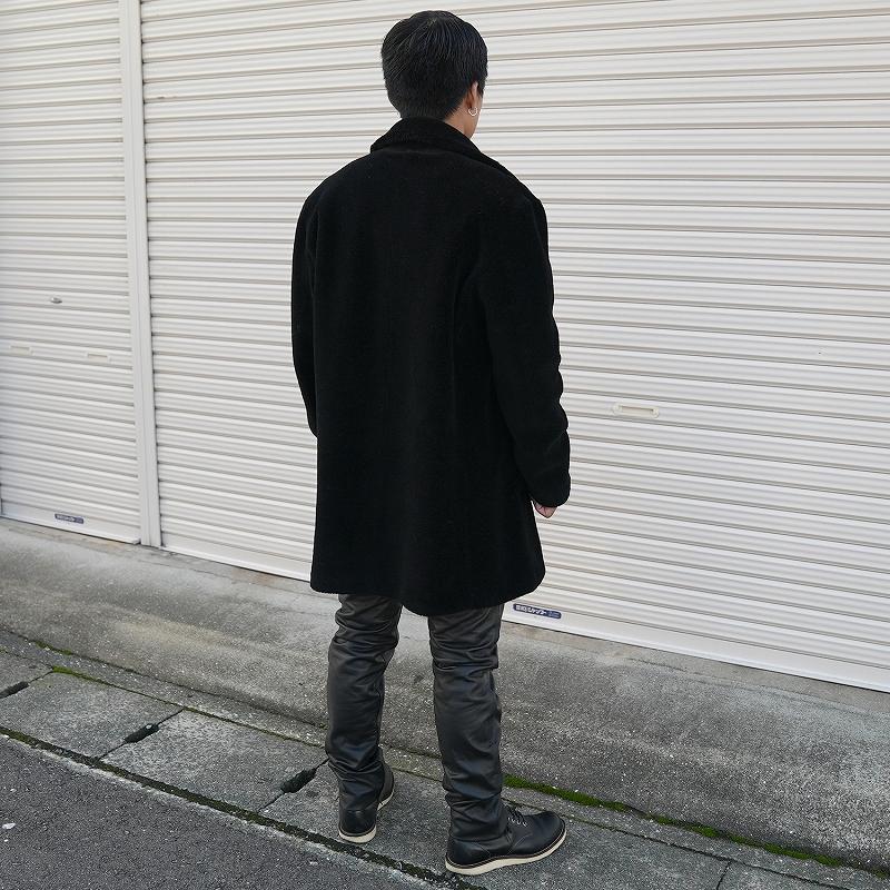 ウールコート メンズ ハーフコート 羊毛 ブラック 6071 : 本革 レザー