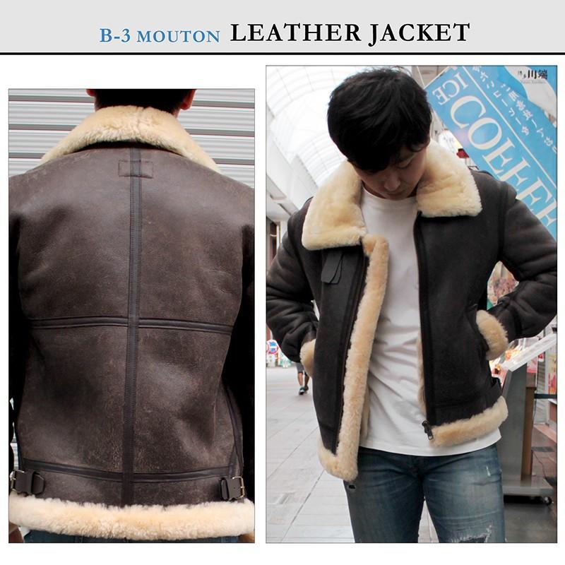 ムートンジャケット レザージャケット B-3ジャケット メンズ : 本革