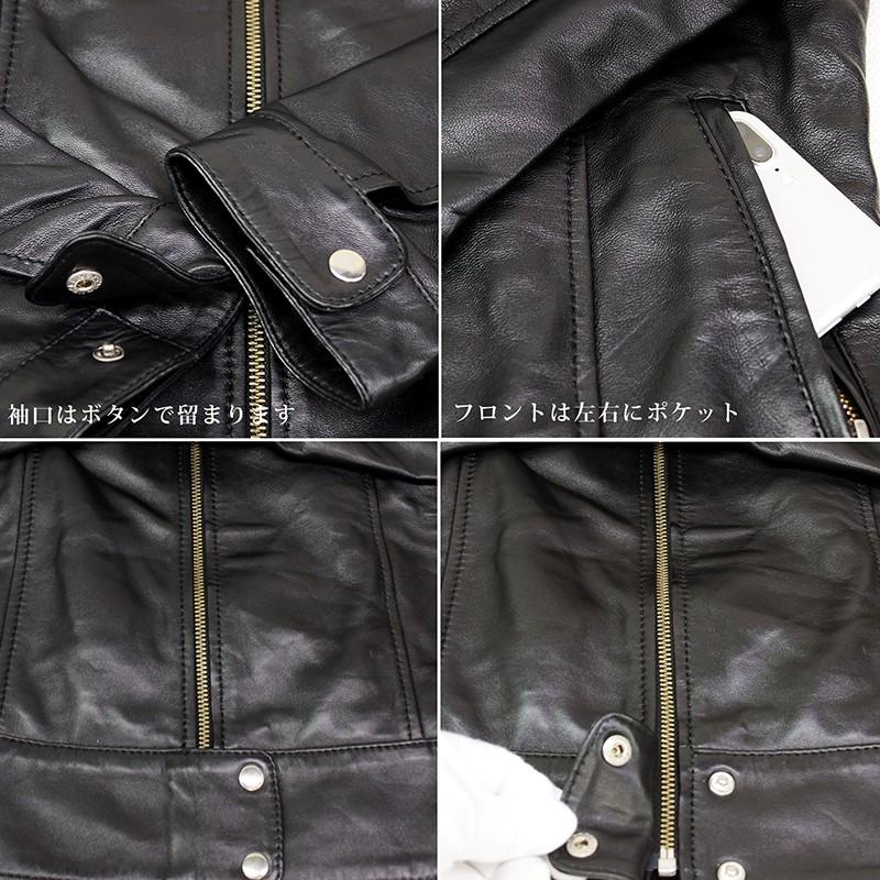 レディース シングルライダースジャケット ラム革 本革 レザー