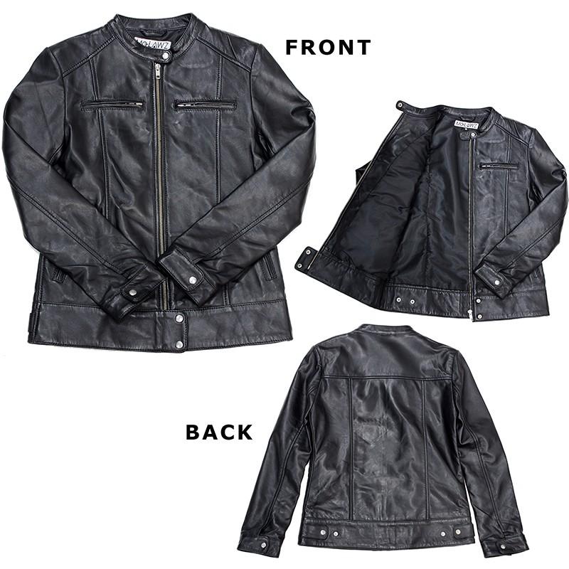 レディース シングルライダースジャケット ラム革 本革 レザー