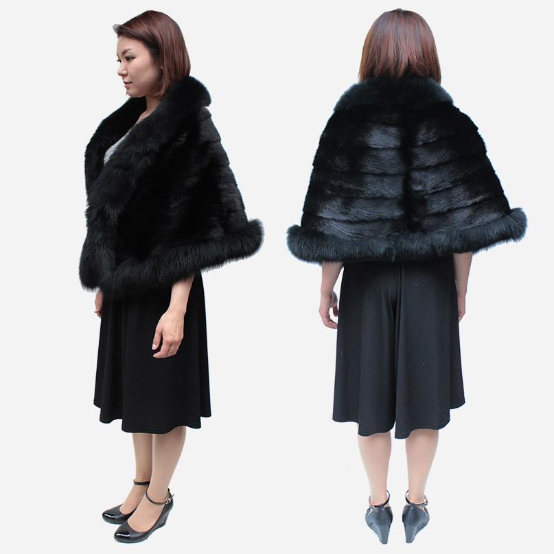 ファーケープ レディース ミンク毛皮ケープ フォックス ストール 7755