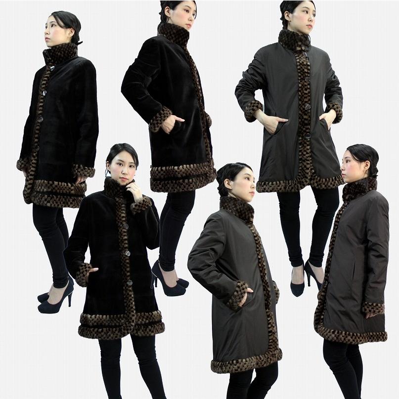 レディース 毛皮コート ファーコート シルク ウィーゼル ミンク