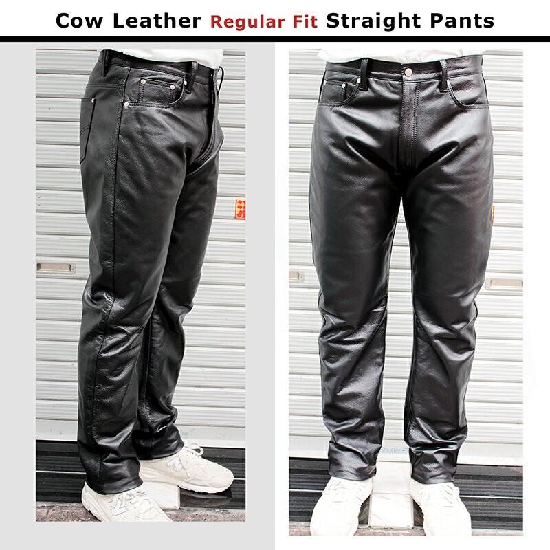 Mo-LAWS レザーパンツ メンズ 牛革 ジーパンタイプ ツーリング