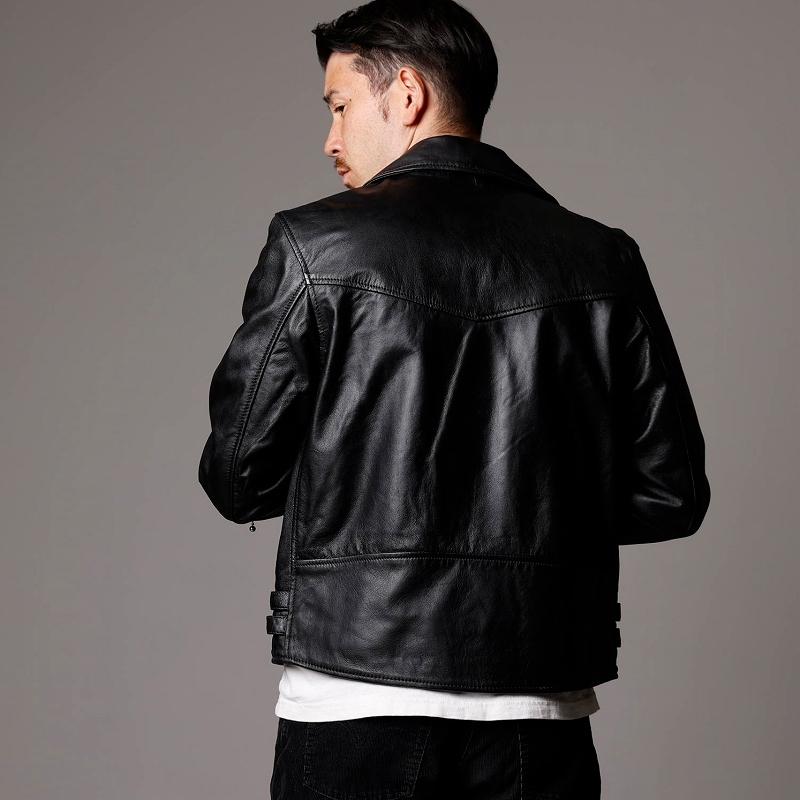 Mo-LAWS ダブルライダースジャケット UK ラムレザー 本革 革ジャン