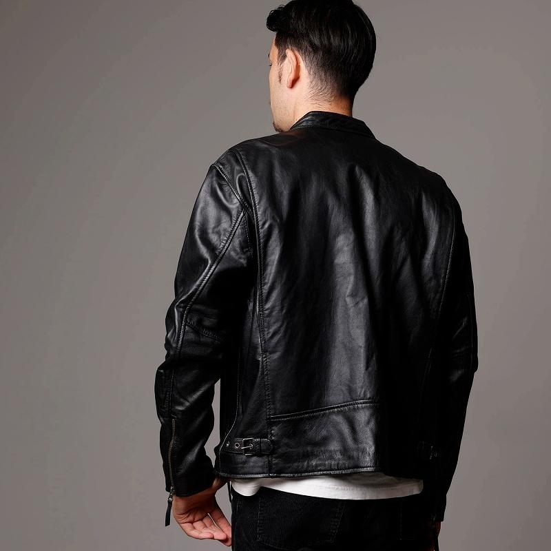 本革 ラムレザー】ライダースジャケット メンズ 柔らかい着心地の革