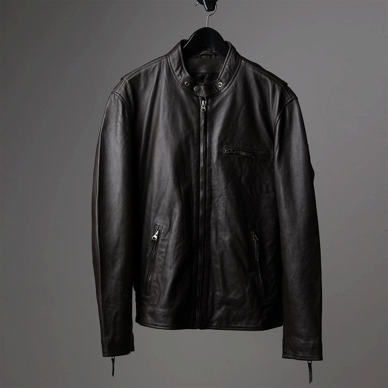 本革 ラムレザー】ブラウン シングルライダースジャケット メンズ