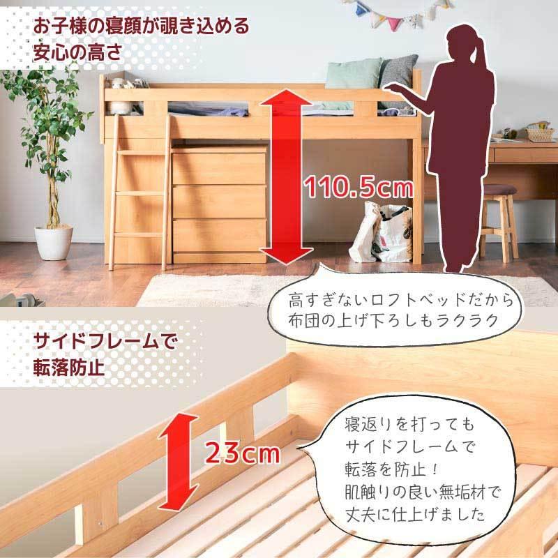 KAGUWORLD システムベッド デスク 国産 ロフトベッド 組み換え式