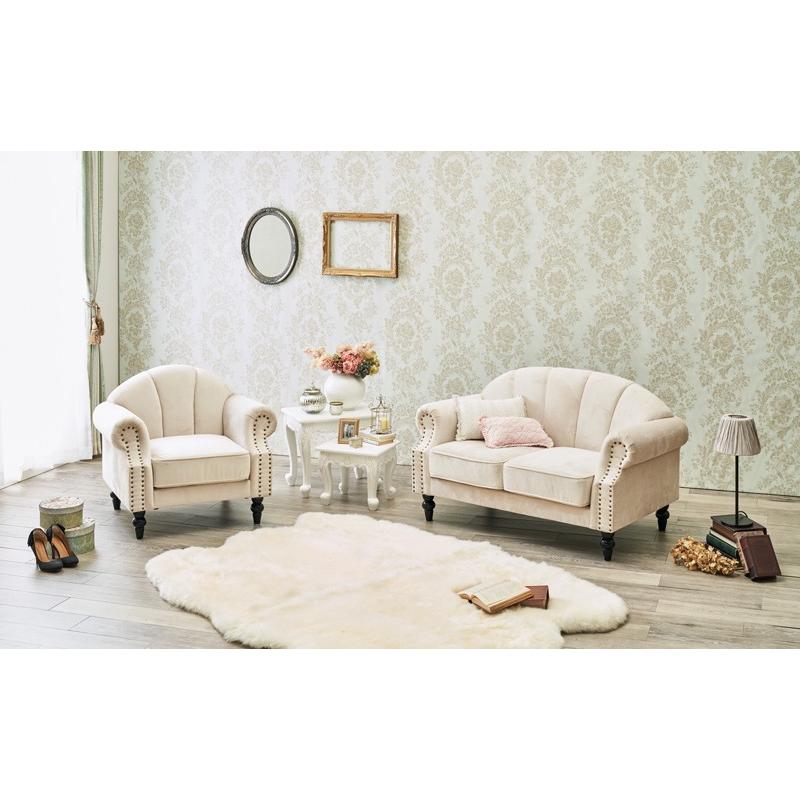 姫系ソファー 1P ホワイト ソファ 姫系 高級感 エレガント 大人可愛い