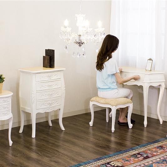 チェスト 4段 ヨーロピアン 木製 アンティーク風 猫脚 ネコ脚 姫家具