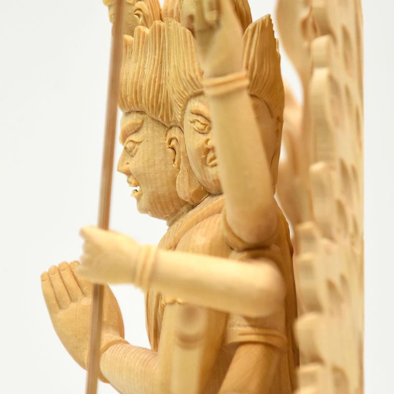 木彫り仏像 【大元帥明王】 桧木 立5.0寸 総高26.5cm : 海宇工芸館