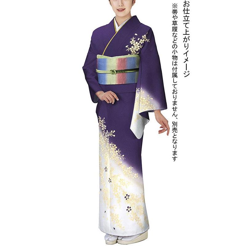訪問着 着物 反物 女性 男性 踊り 絵羽 紫 白 枝垂れ桜 洗える着物